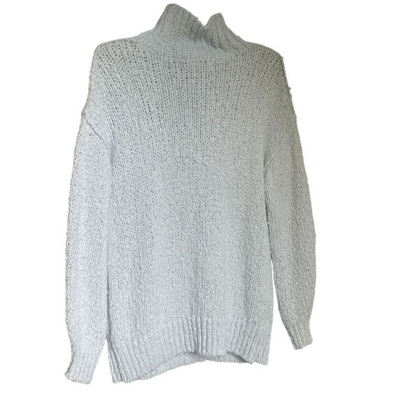 Anthropologie The Need It Oversize Mock Neck Pullover Sweater Light Blue XS - Picture 9 of 14